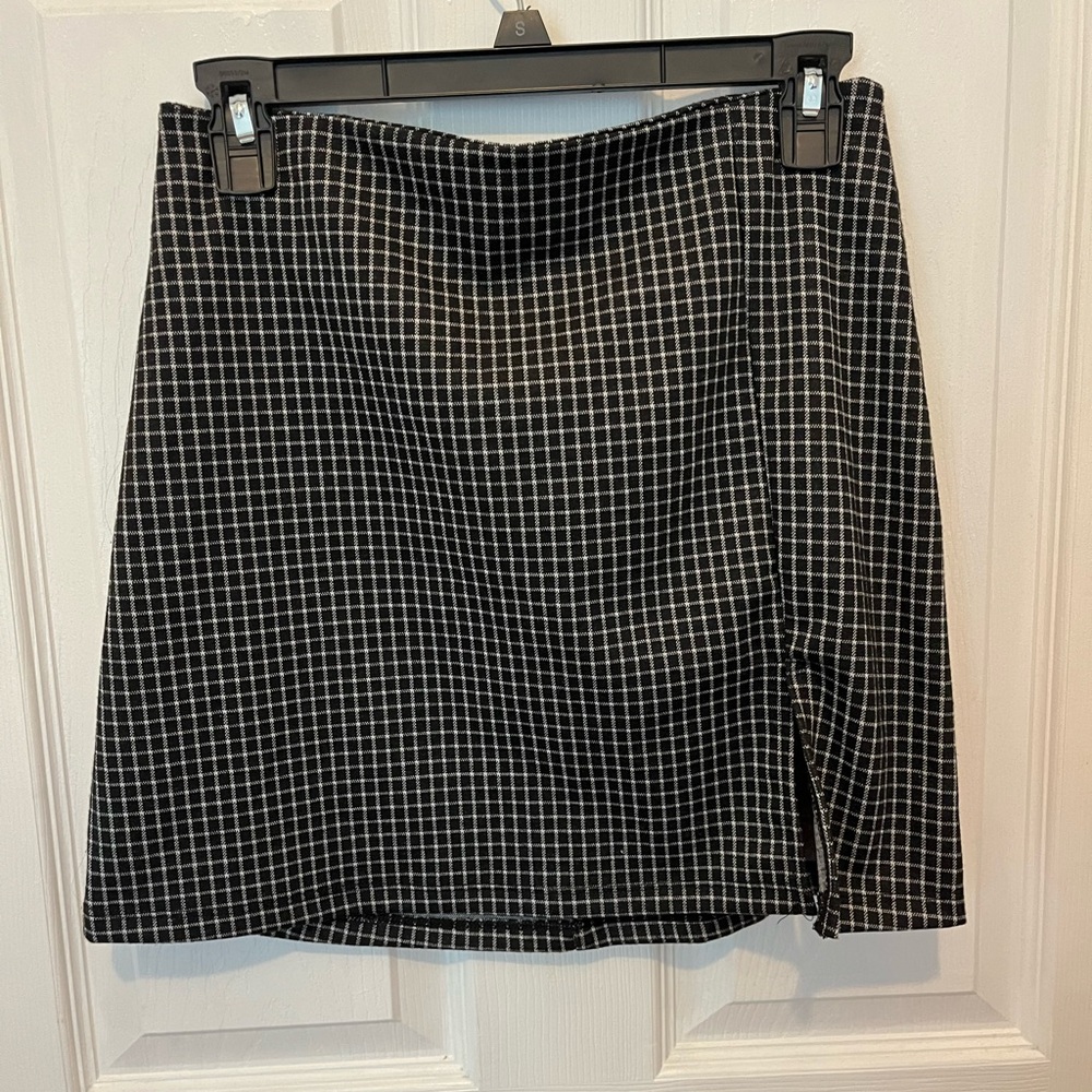 Altar'd State Black and White Checkered Mini Skirt